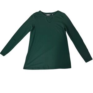 Lands End Women's XS Green Long Sleeve Keyhole Neck Casual Tunic Top‎ Shirt